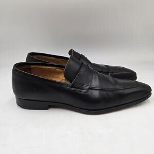 Magnanni Talaz Penny Black Leather Loafers Size 11.5 Made In Spain Dress Shoes